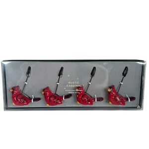 Pottery Barn Rustic Cardinal Bird Porcelain Place Card Holders New in Box!